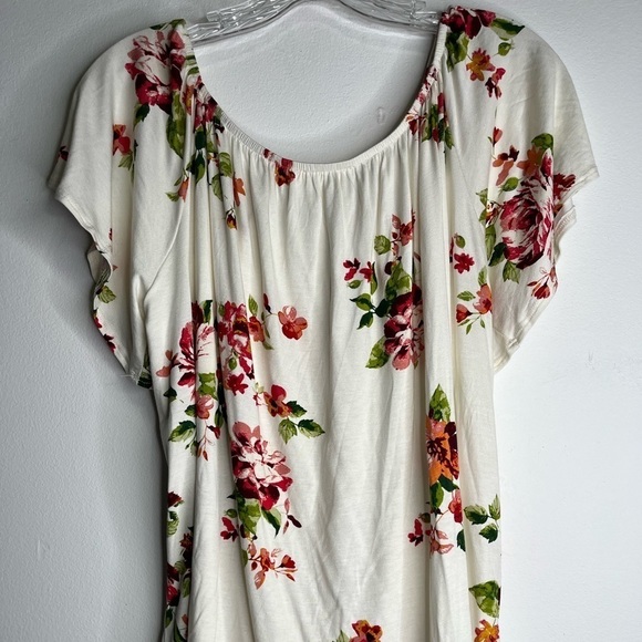 143 Story by Line Up Off Shoulders Blouse Large Stretchy Beige Floral - Picture 5 of 8